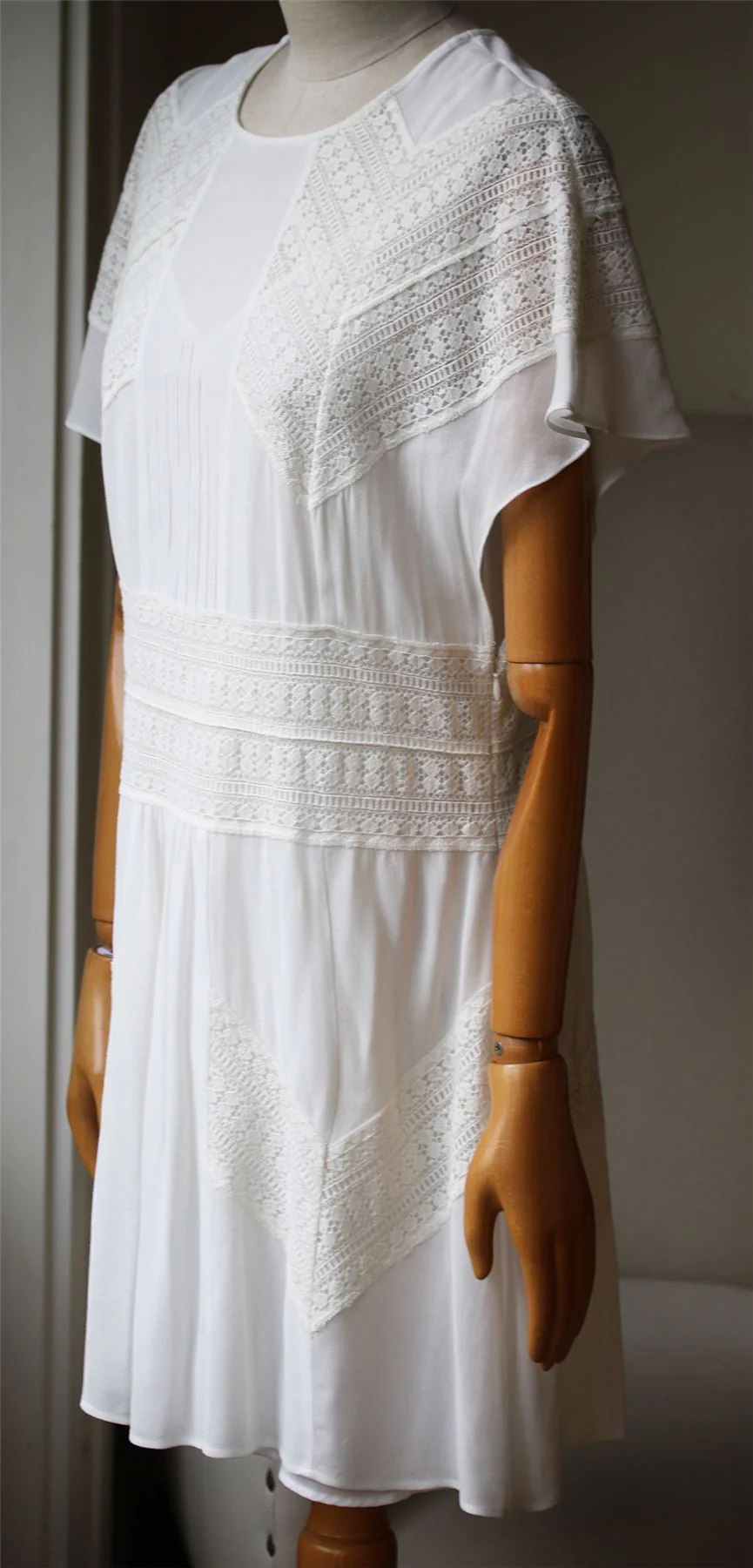 IRO VILDA LACE-INSET VOILE DRESS FR 38 UK 10 - Image 3