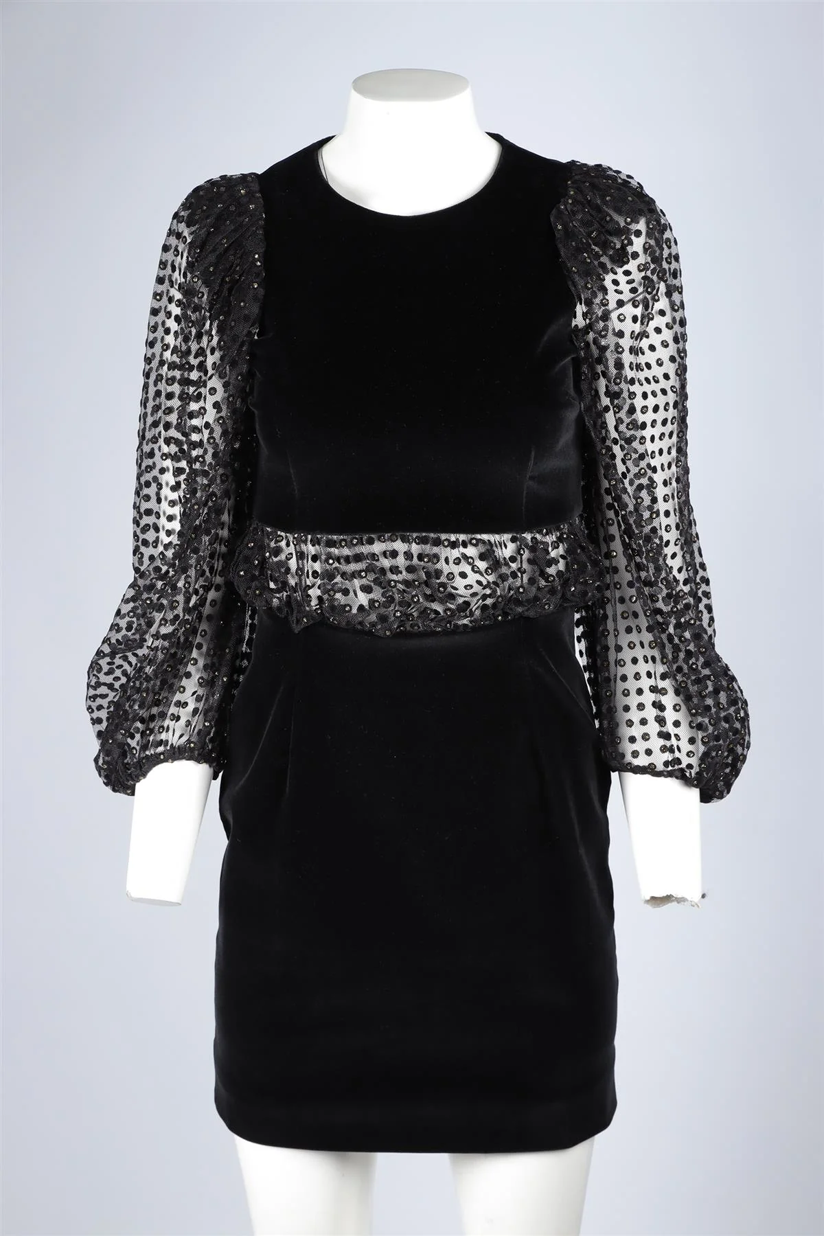 ISA ARFEN BLACK VELVET MINI DRESS UK 6 - Image 2