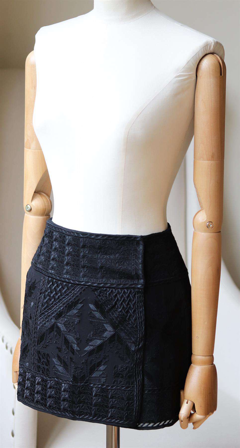 ISABEL MARANT ANDY EMBROIDERED SILK GEORGETTE WRAP MINI SKIRT FR 36 UK 8 - Image 3