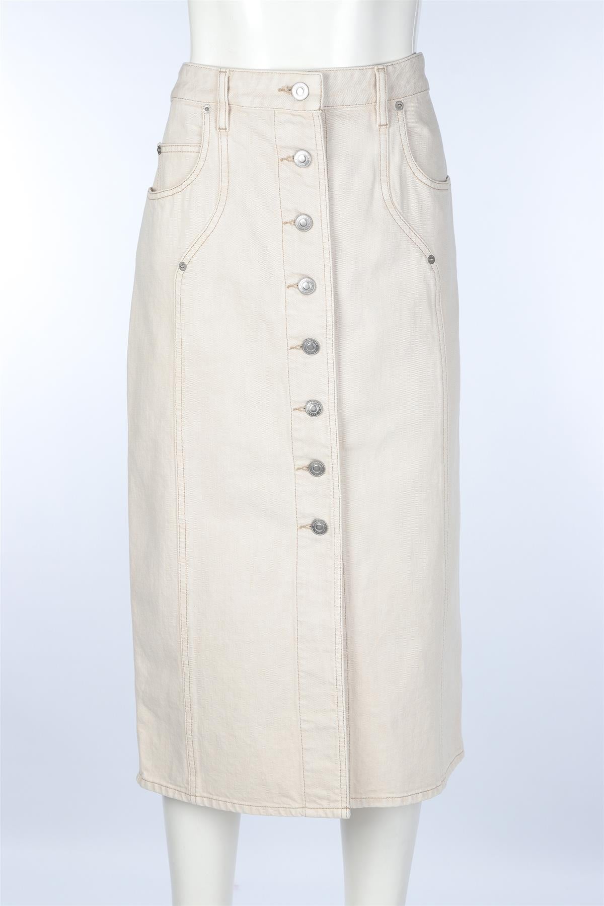 ISABEL MARANT BEIGE DENIM MIDI SKIRT FR 42 UK 14 - Image 2