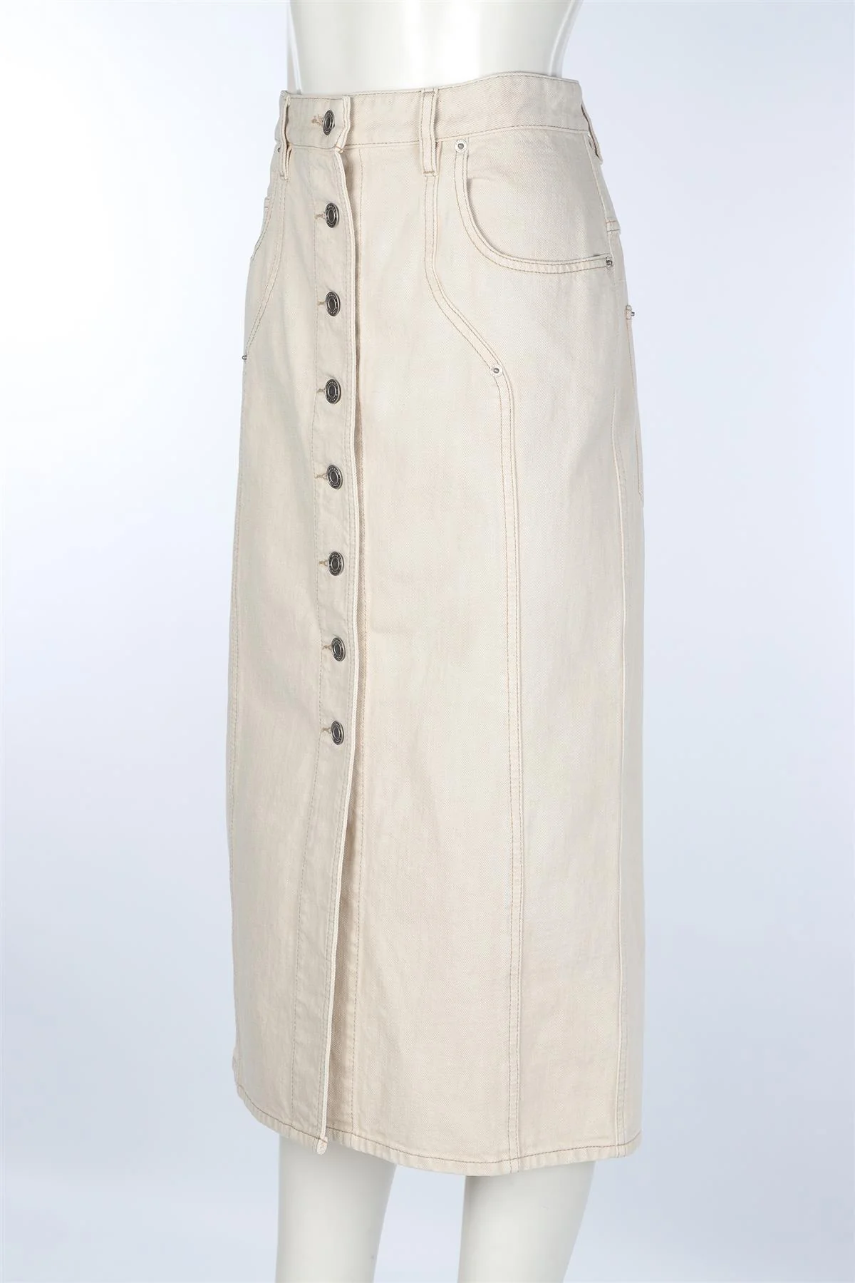 ISABEL MARANT BEIGE DENIM MIDI SKIRT FR 42 UK 14 - Image 3