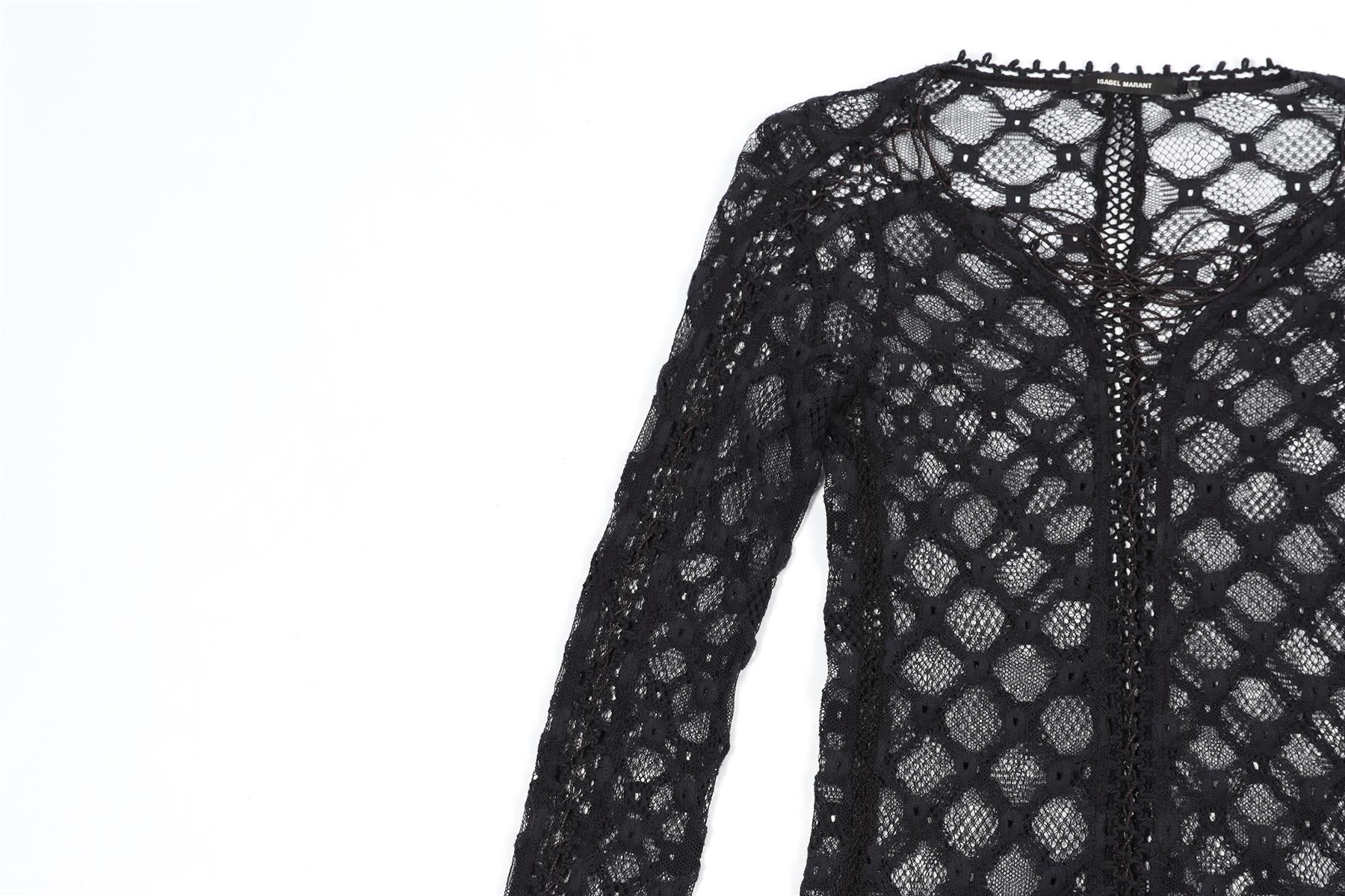 ISABEL MARANT BLACK COTTON BLEND TOP FR 34 UK 6 - Image 3