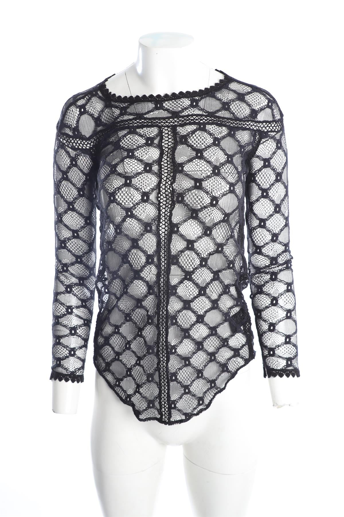 ISABEL MARANT BLACK LACE TOP FR 36 UK 8 - Image 2