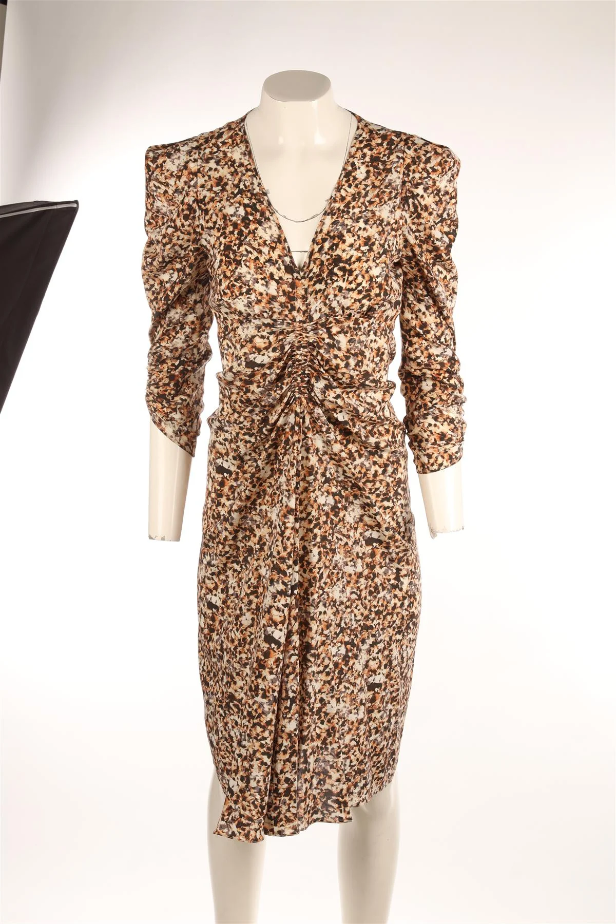 ISABEL MARANT BROWN SILK MIDI DRESS FR 34 UK 6 - Image 2