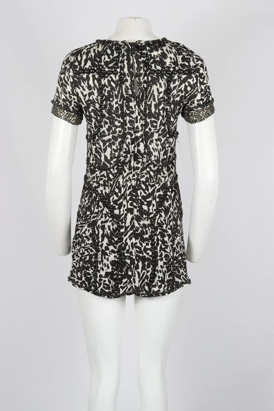 ISABEL MARANT EMBELLISHED PRINTED SILK MINI DRESS FR 36 UK 8 - Image 4