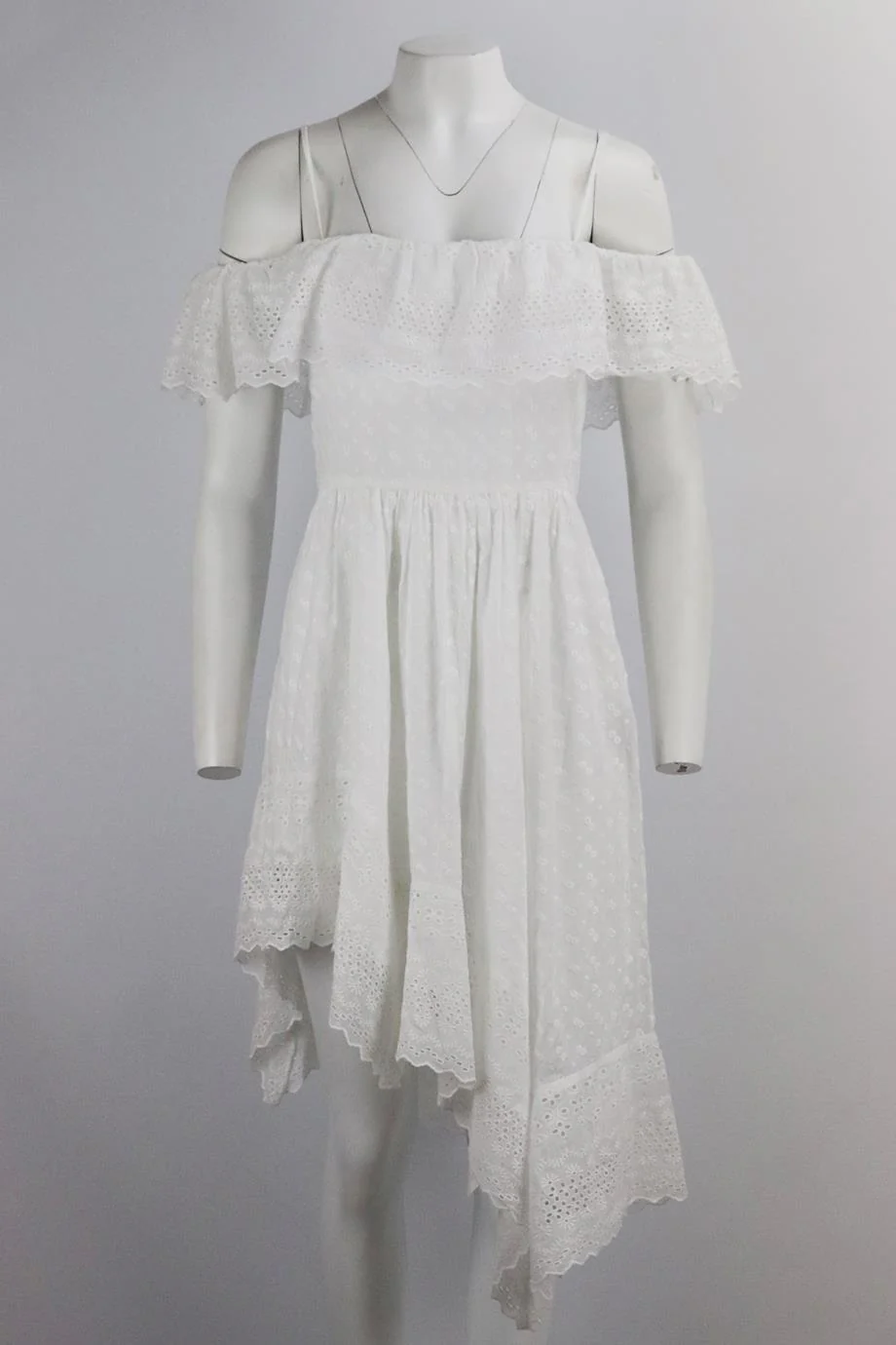 ISABEL MARANT ÉTOILE ASYMMETRIC BRODERIE ANGLAISE COTTON DRESS FR 38 UK 10 - Image 2