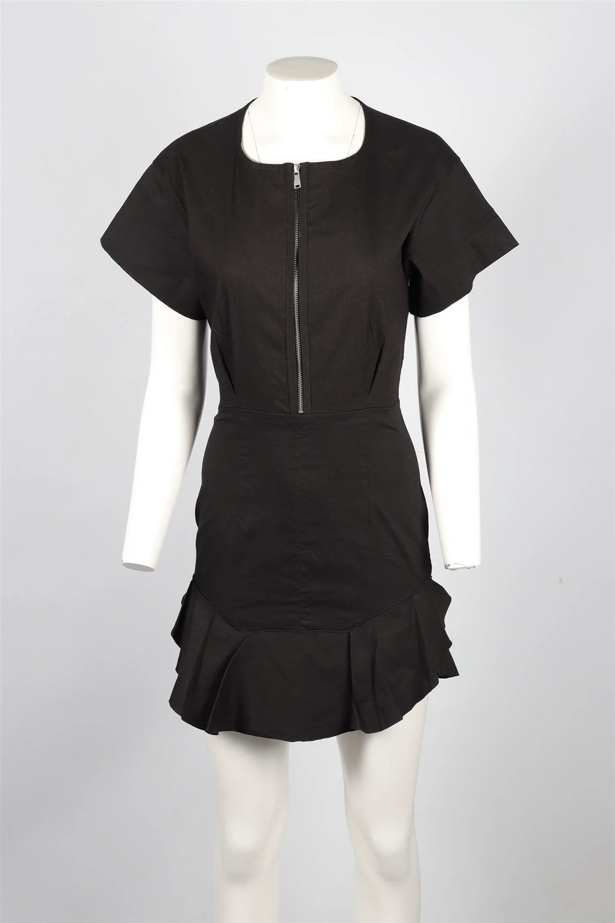 ISABEL MARANT ÉTOILE BLACK COTTON MINI DRESS FR 40 UK 12 - Image 2