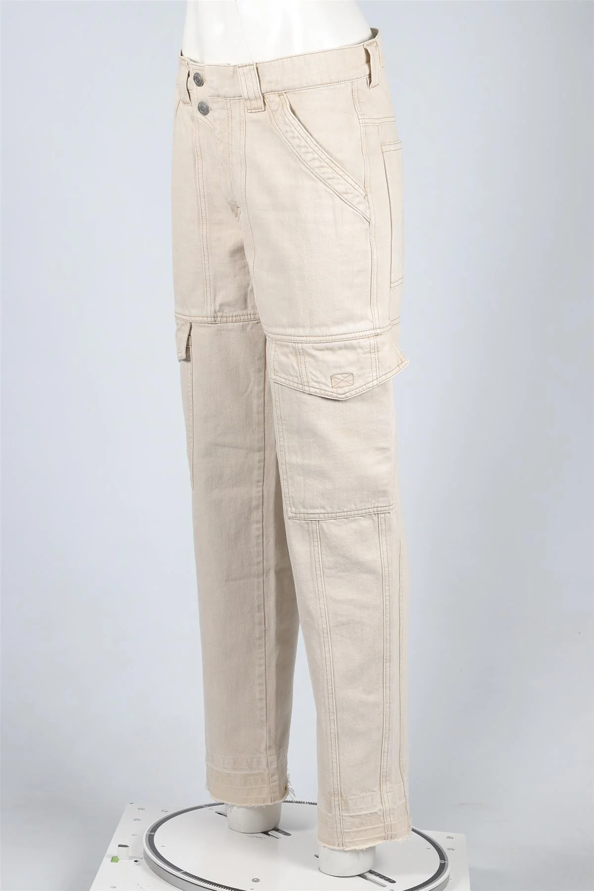 ISABEL MARANT ÉTOILE CREAM COTTON CARGO PANTS FR 38 UK 10 - Image 3