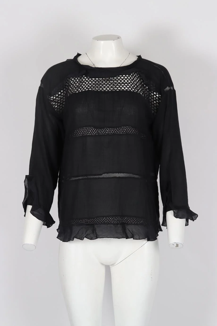 ISABEL MARANT ÉTOILE RUFFLED SILK AND COTTON BLEND TOP FR 34 UK 6 - Image 2