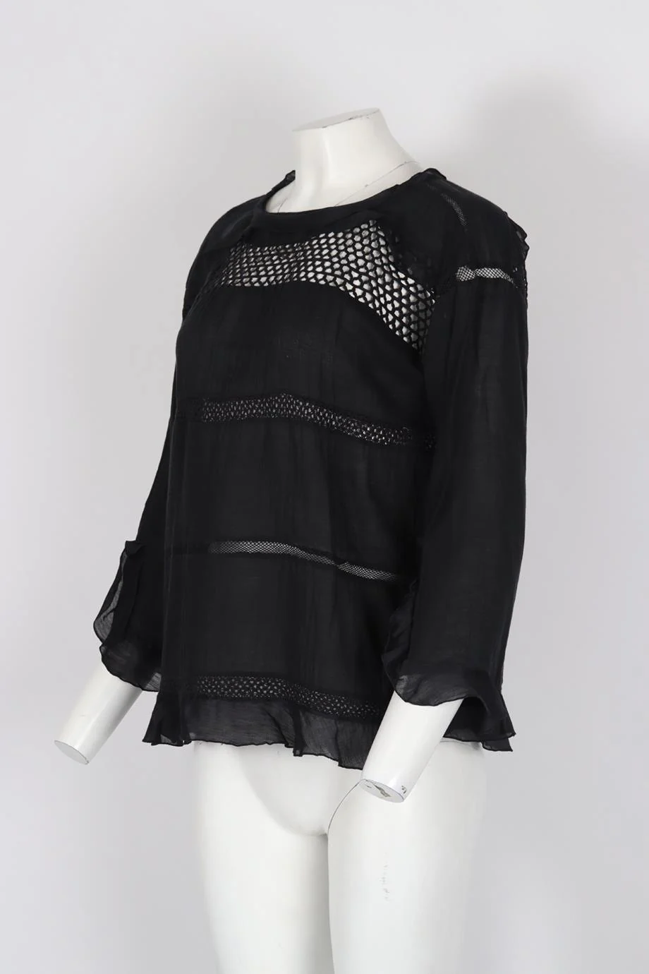 ISABEL MARANT ÉTOILE RUFFLED SILK AND COTTON BLEND TOP FR 34 UK 6 - Image 3