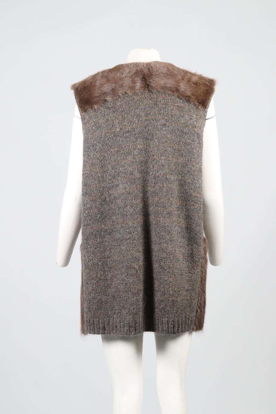 ISABEL MARANT FUR AND WOOL BLEND GILET FR 38 UK 10 - Image 4
