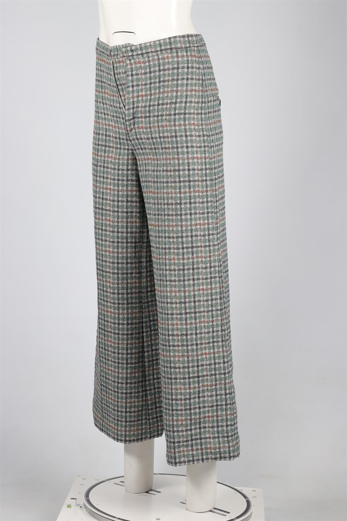 ISABEL MARANT GREEN COTTON WIDE LEG PANTS FR 36 UK 8 - Image 3