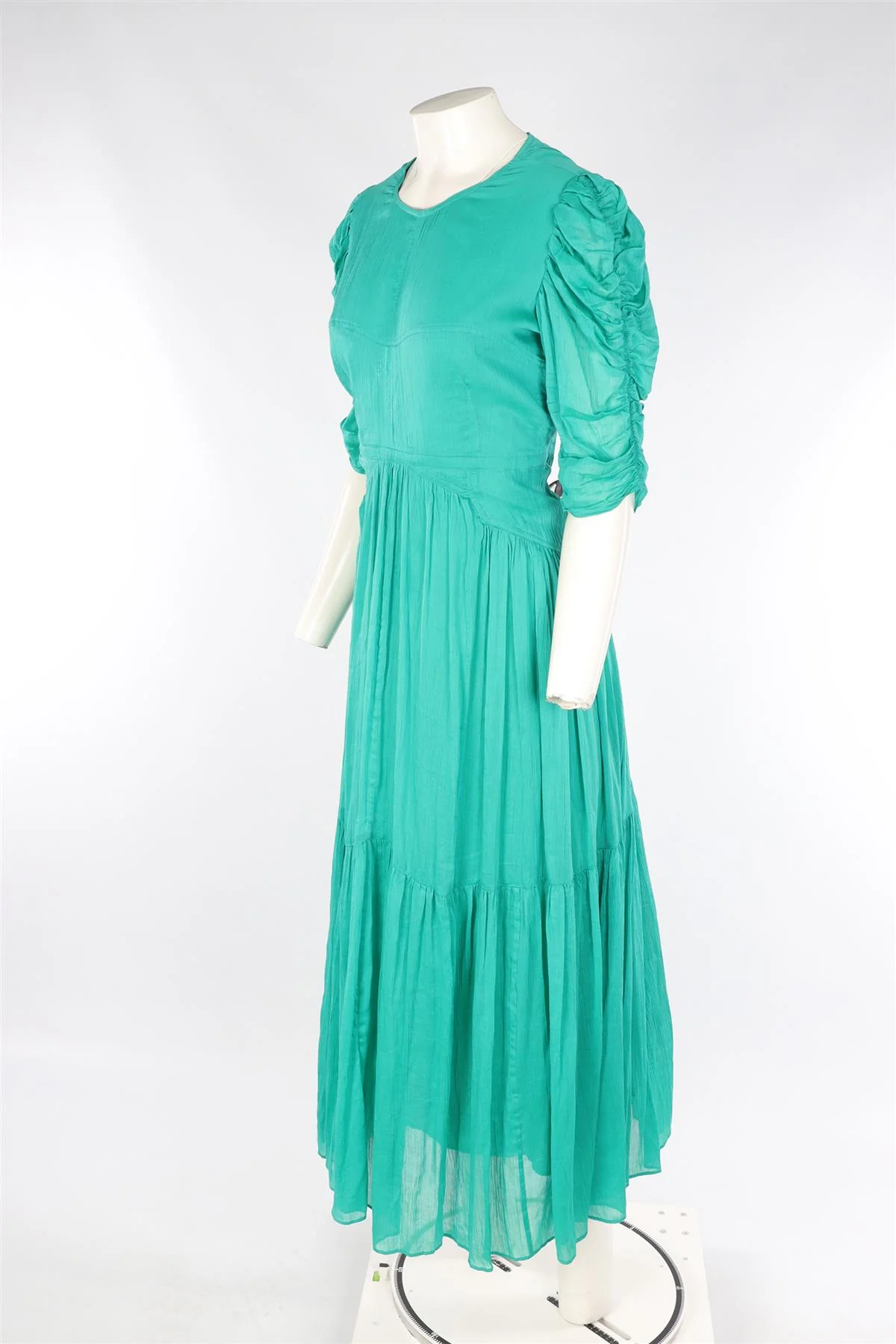 ISABEL MARANT GREEN SILK MAXI DRESS FR 44 UK 16 - Image 3
