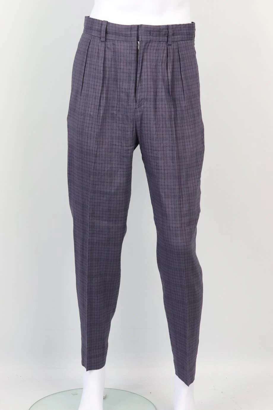 ISABEL MARANT MEN'S CHECKED LINEN BLEND PANTS FR 36 W28 - Image 2