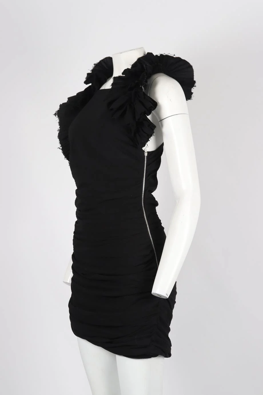 ISABEL MARANT RUCHED COTTON MINI DRESS FR 40 UK 12 - Image 3