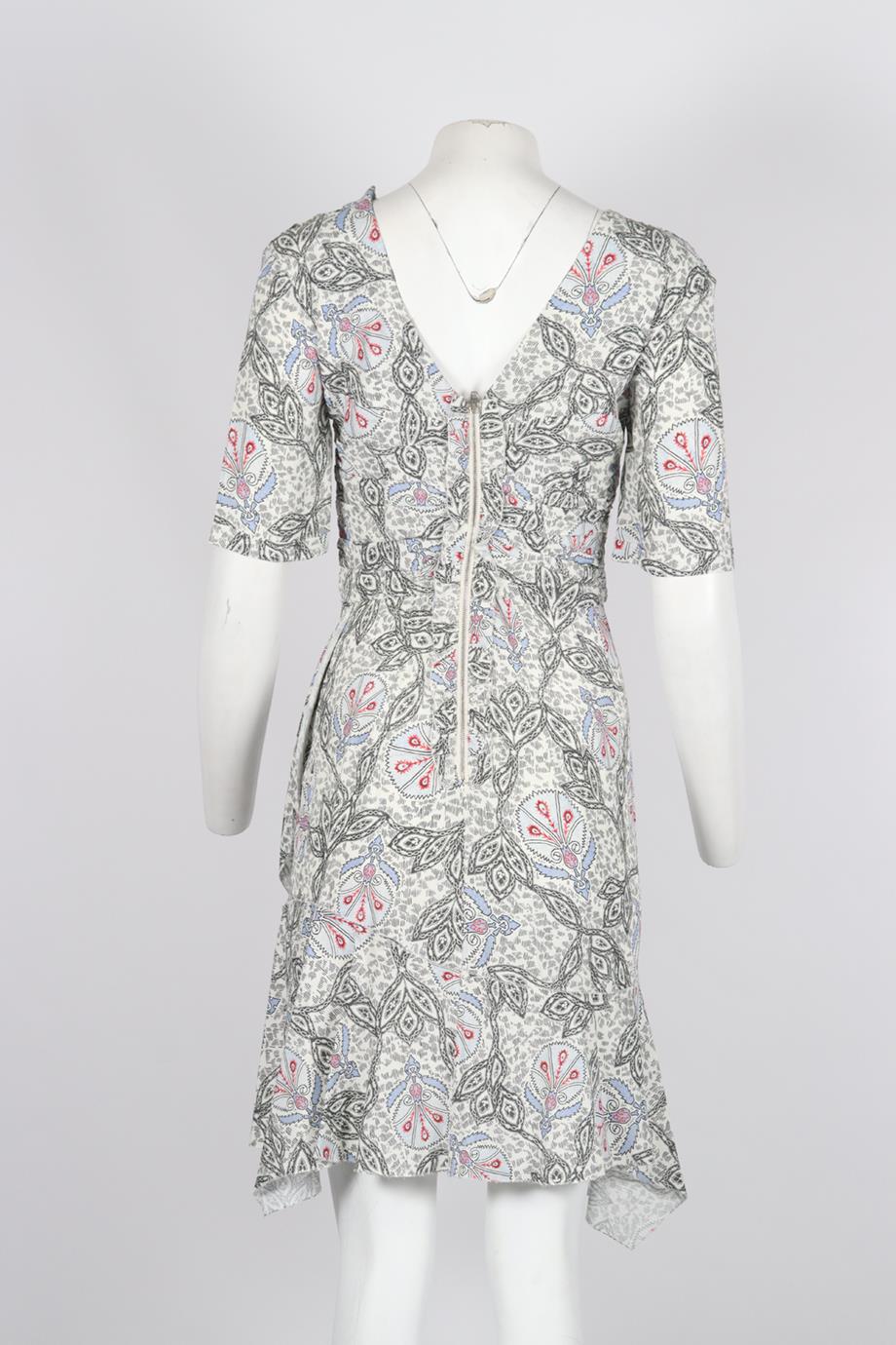 ISABEL MARANT RUFFLED PRINTED CREPE MINI DRESS FR 36 UK 8 - Image 4