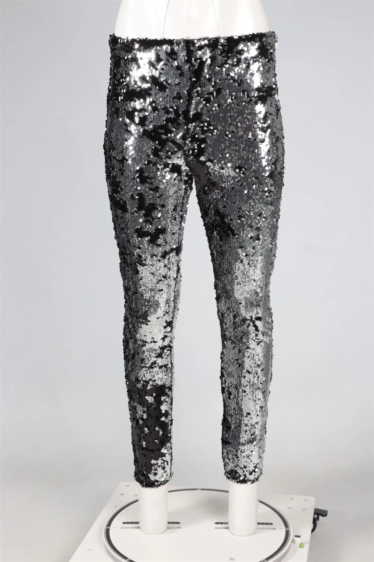ISABEL MARANT SILVER SEQUIN SKINNY PANTS FR 40 UK 12 - Image 2