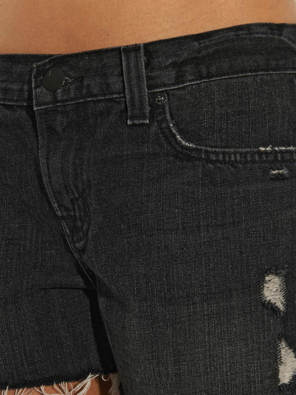J BRAND METEORITE BLACK CUT-OFF DENIM SHORTS W24 UK 6 - Image 6