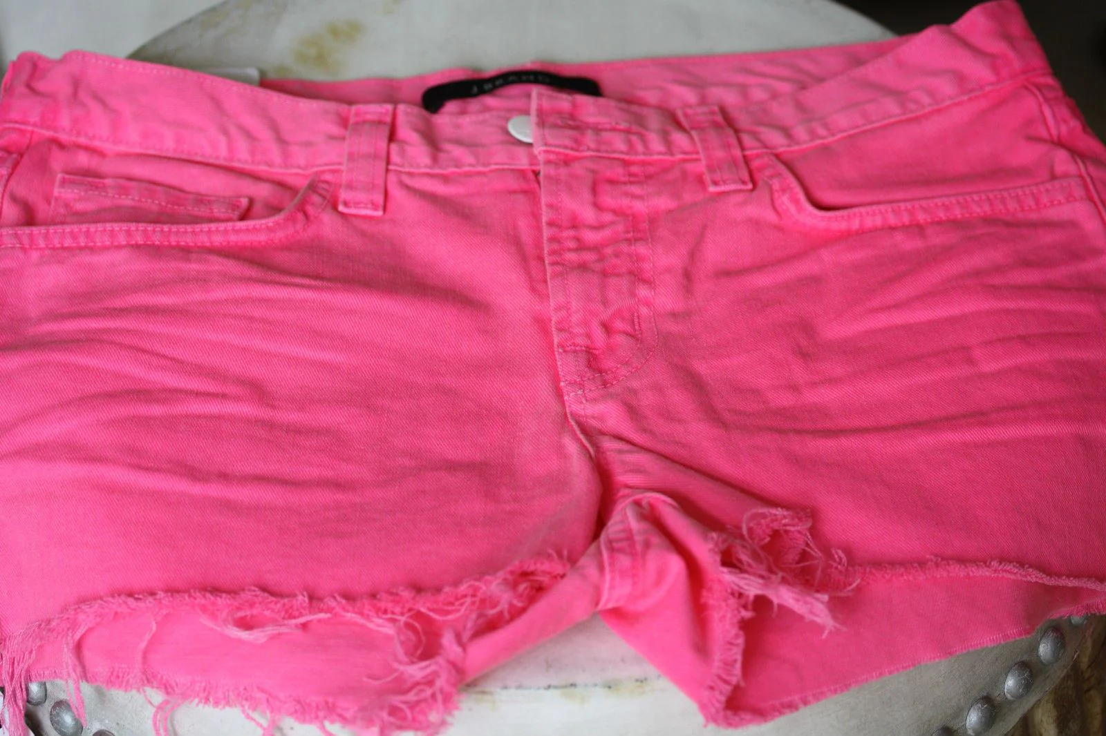J BRAND SIGNAL PINK DENIM BOYFRIEND SHORTS W27 UK 8/10 - Image 2