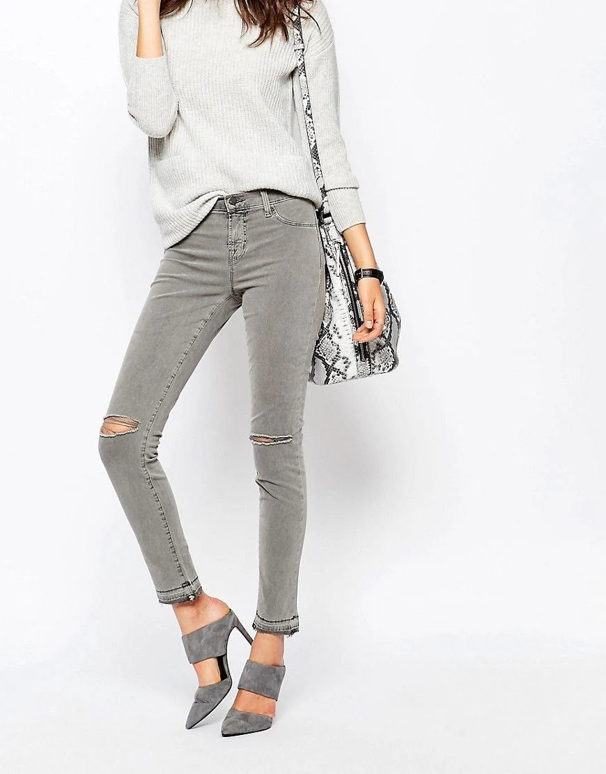 J BRAND SILVER FOX GREY RIPPED JEANS W25 UK 6/8 - Image 12