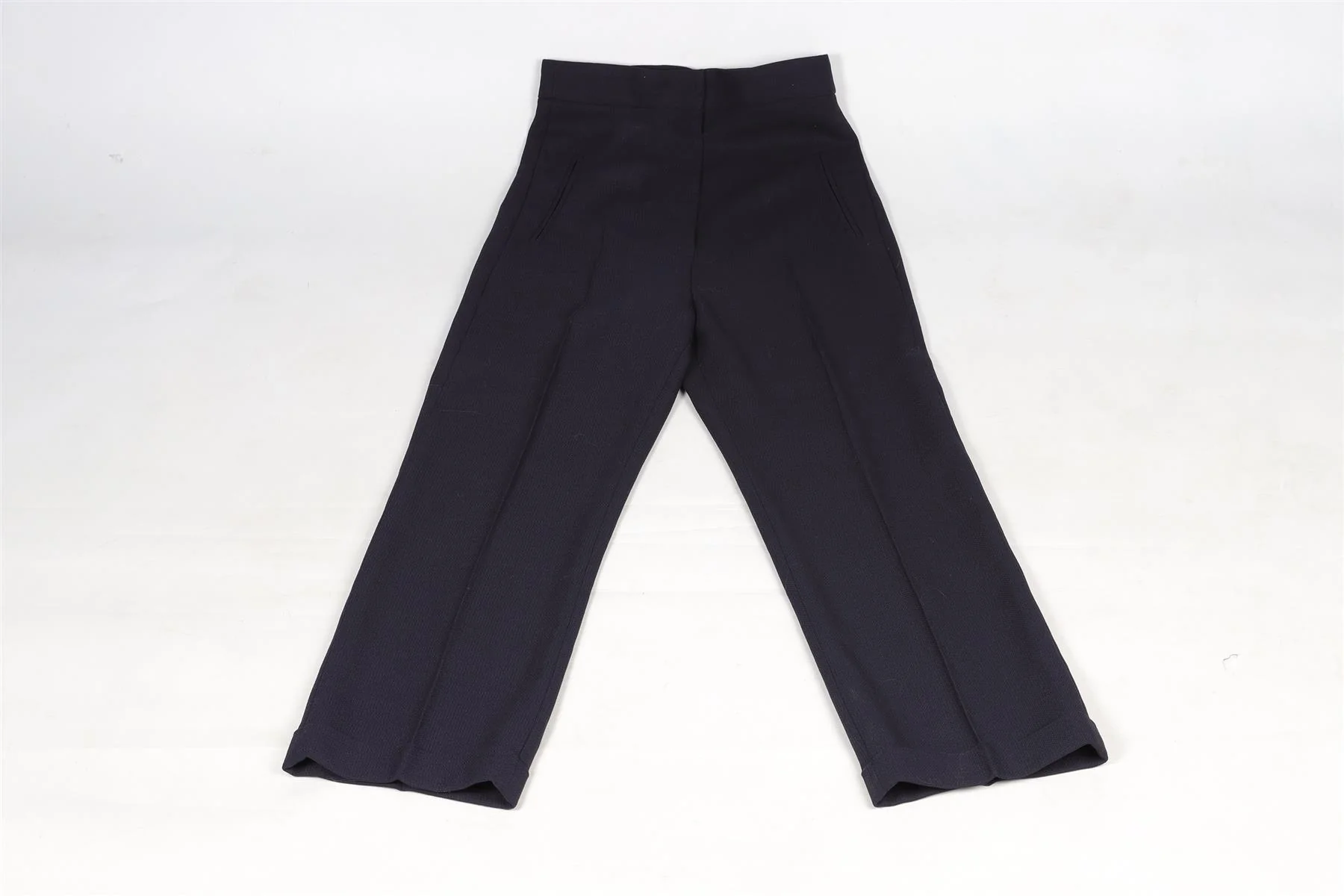 JACQUEMUS NAVY WOOL STRAIGHT LEG PANTS FR 34 UK 6 - Image 2