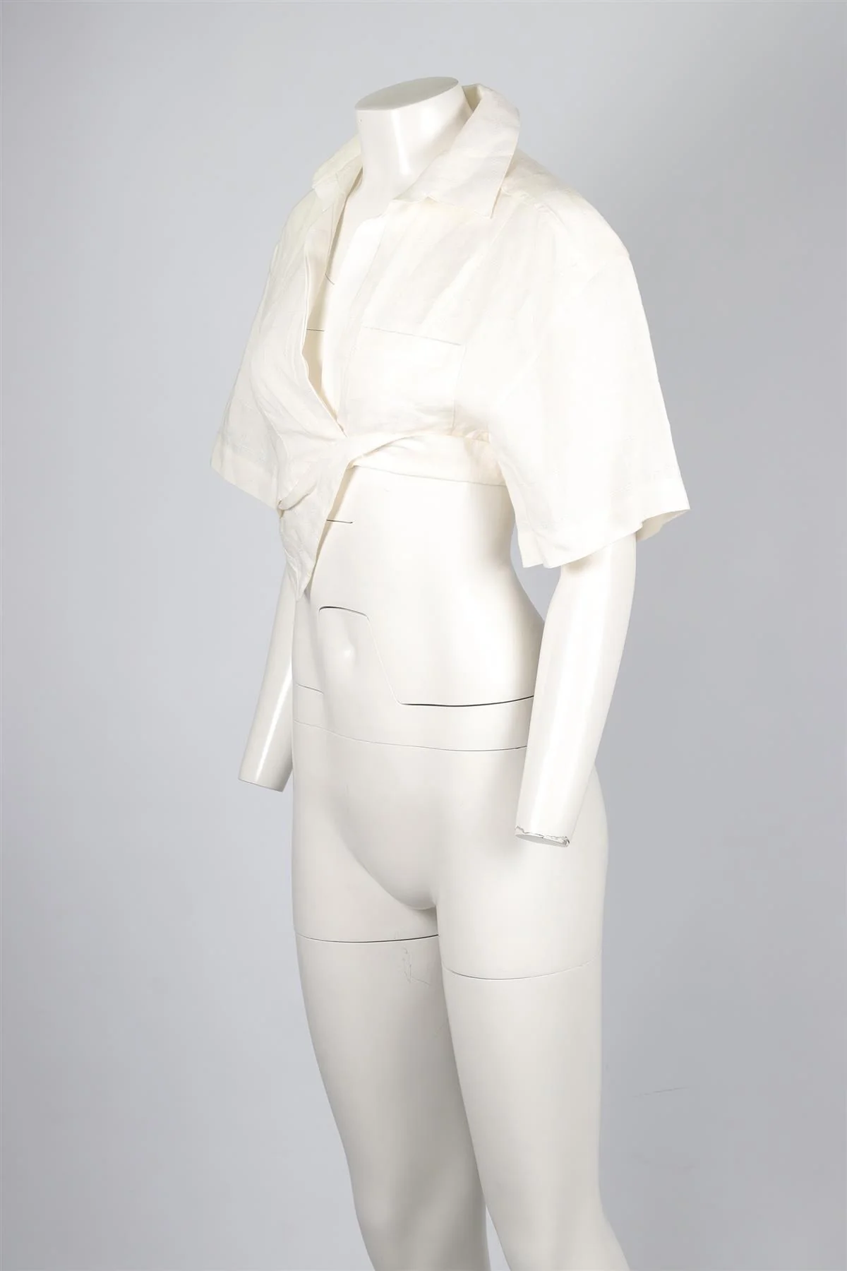 JACQUEMUS WHITE CROPPED LINE TOP FR 36 UK 8 - Image 3