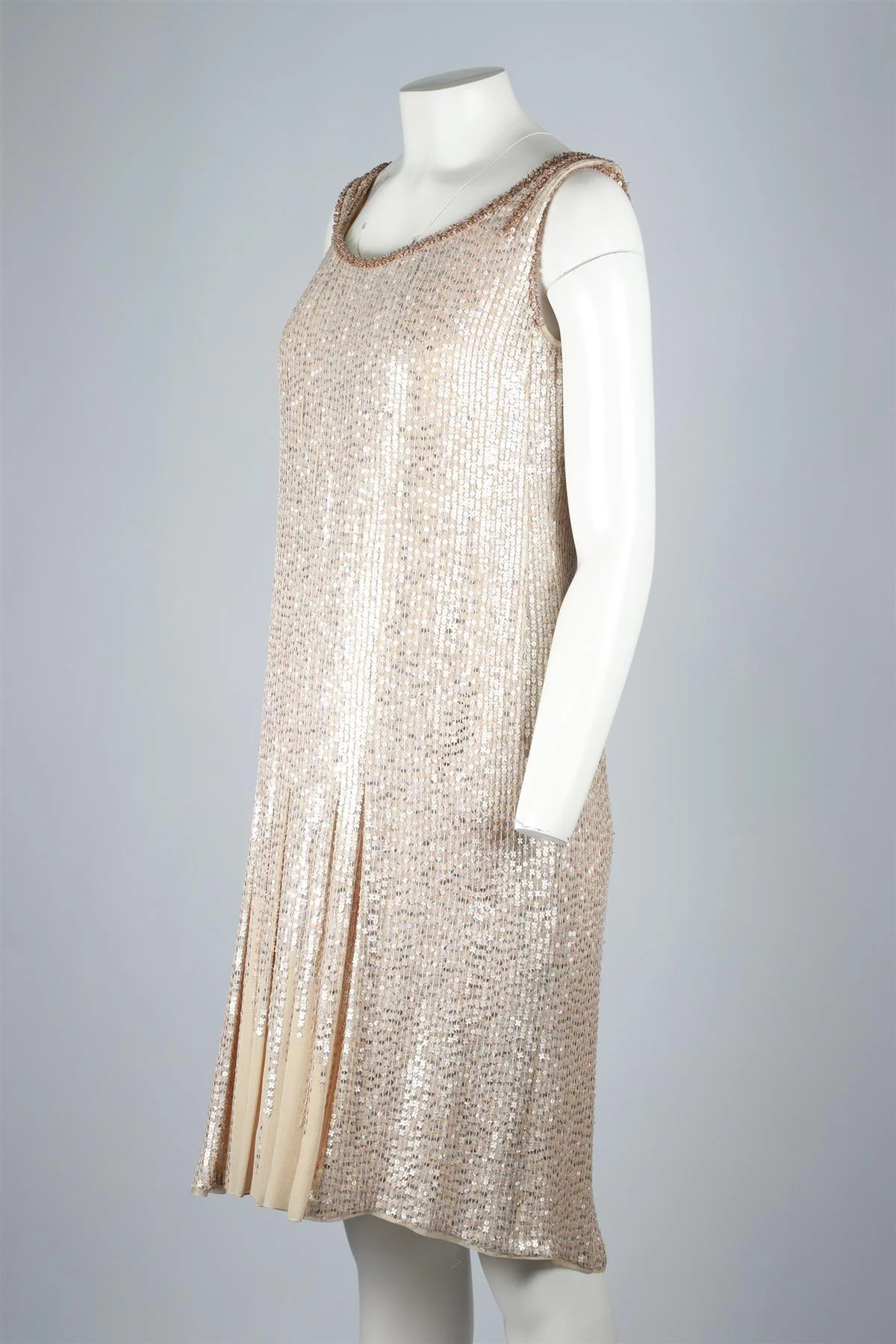 JACQUES AZAGURY GOLD SILK MIDI DRESS UK 12 - Image 3