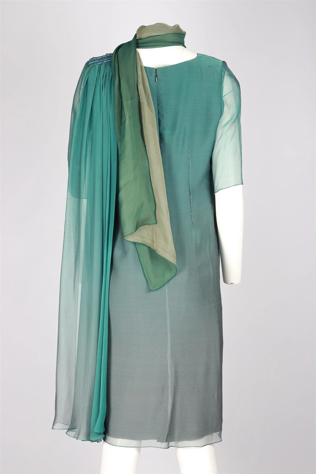 JACQUES AZAGURY GREEN SILK MIDI DRESS - Image 4