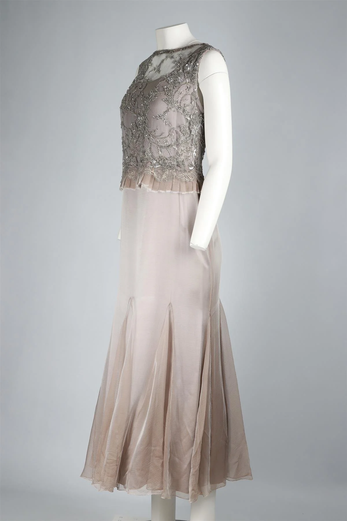 JACQUES AZAGURY NUDE CRYSTAL AND SILK MIDI DRESS - Image 3