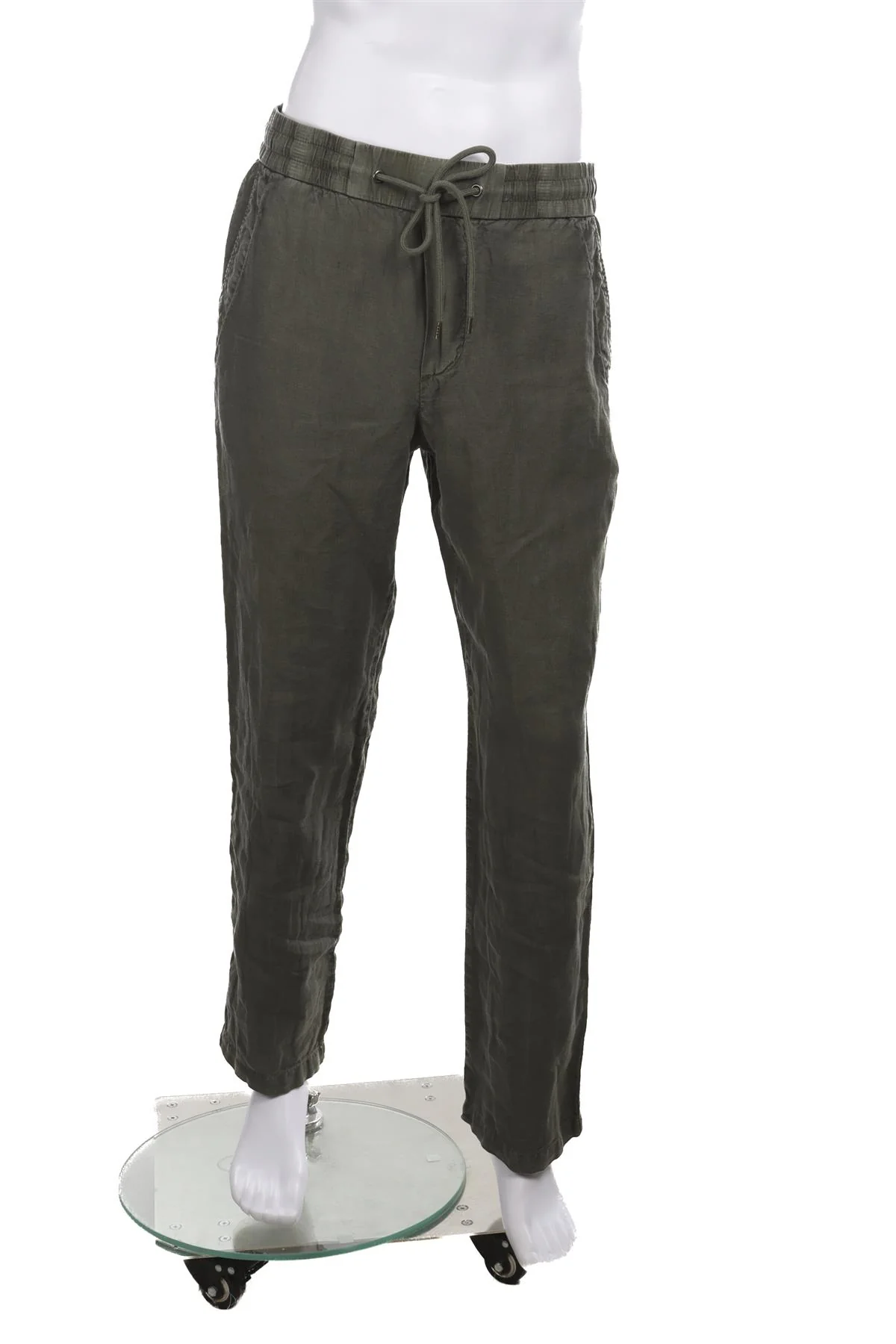 JAMES PERSE GREEN MENS LINEN STRAIGHT LEG PANTS SMALL - Image 2