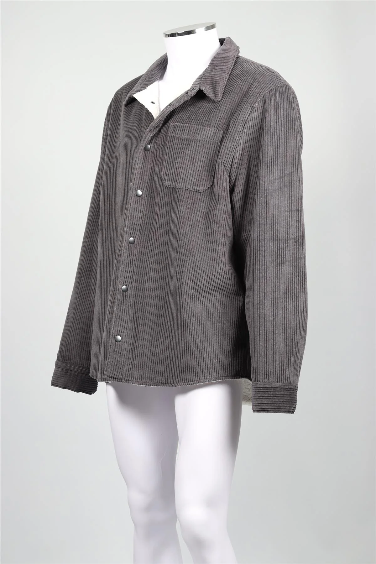 JAMES PERSE GREY MEN'S CORDUROY AND FLEECE JACKET XXLARGE - Image 4