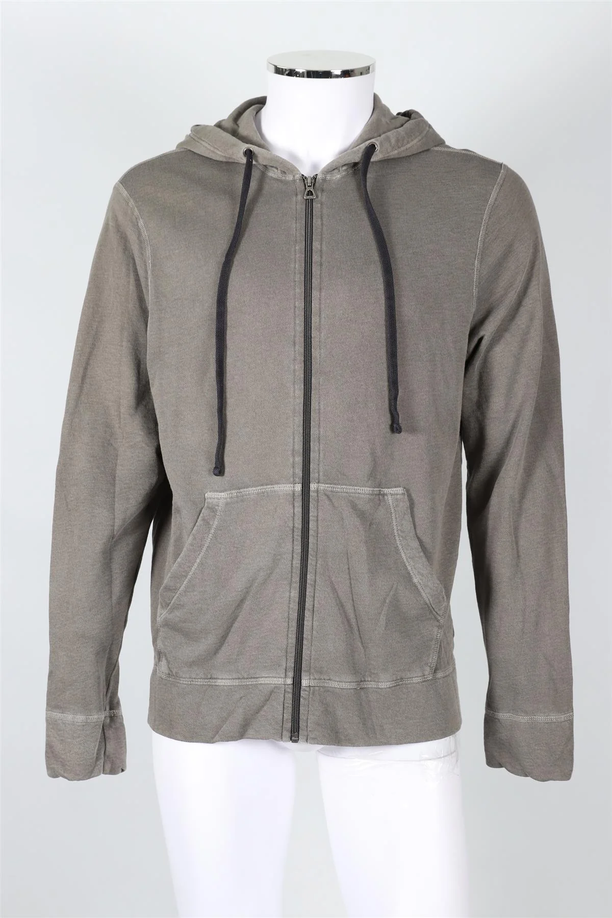 JAMES PERSE GREY MEN'S COTTON HOODIE SIZE 3 LARGE - Image 2