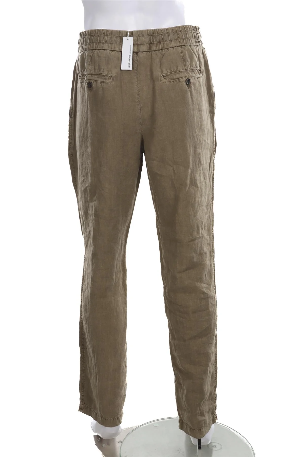 JAMES PERSE KHAKI MENS LINEN STRAIGHT LEG PANTS SMALL - Image 4
