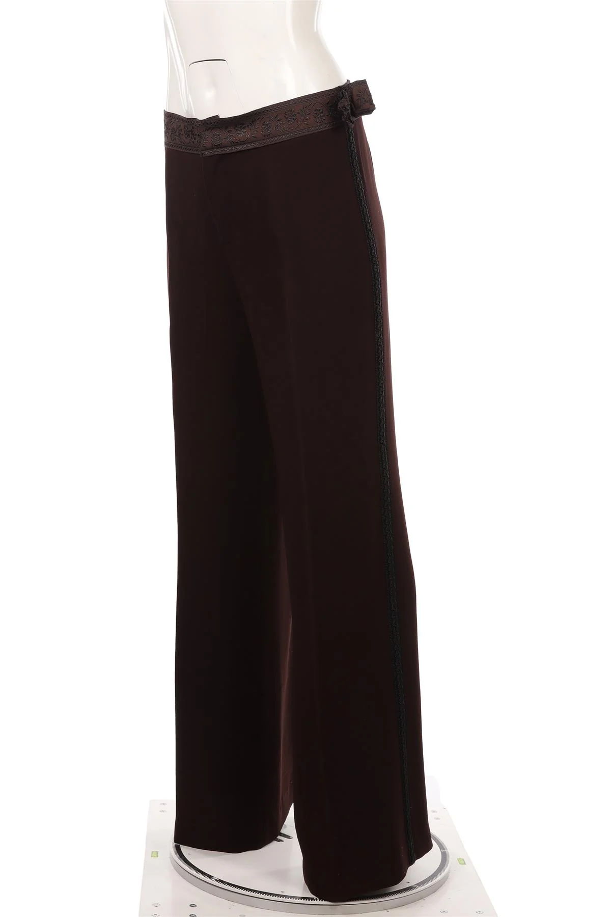 JEAN PAUL GAULTIER BROWN VINTAGE CREPE WIDE LEG PANTS IT 44 UK 12 - Image 3