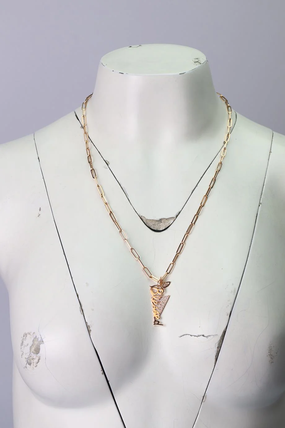 JENNIFER FISHER CHARM 14K ROSE GOLD AND DIAMOND CHAIN NECKLACE - Image 3