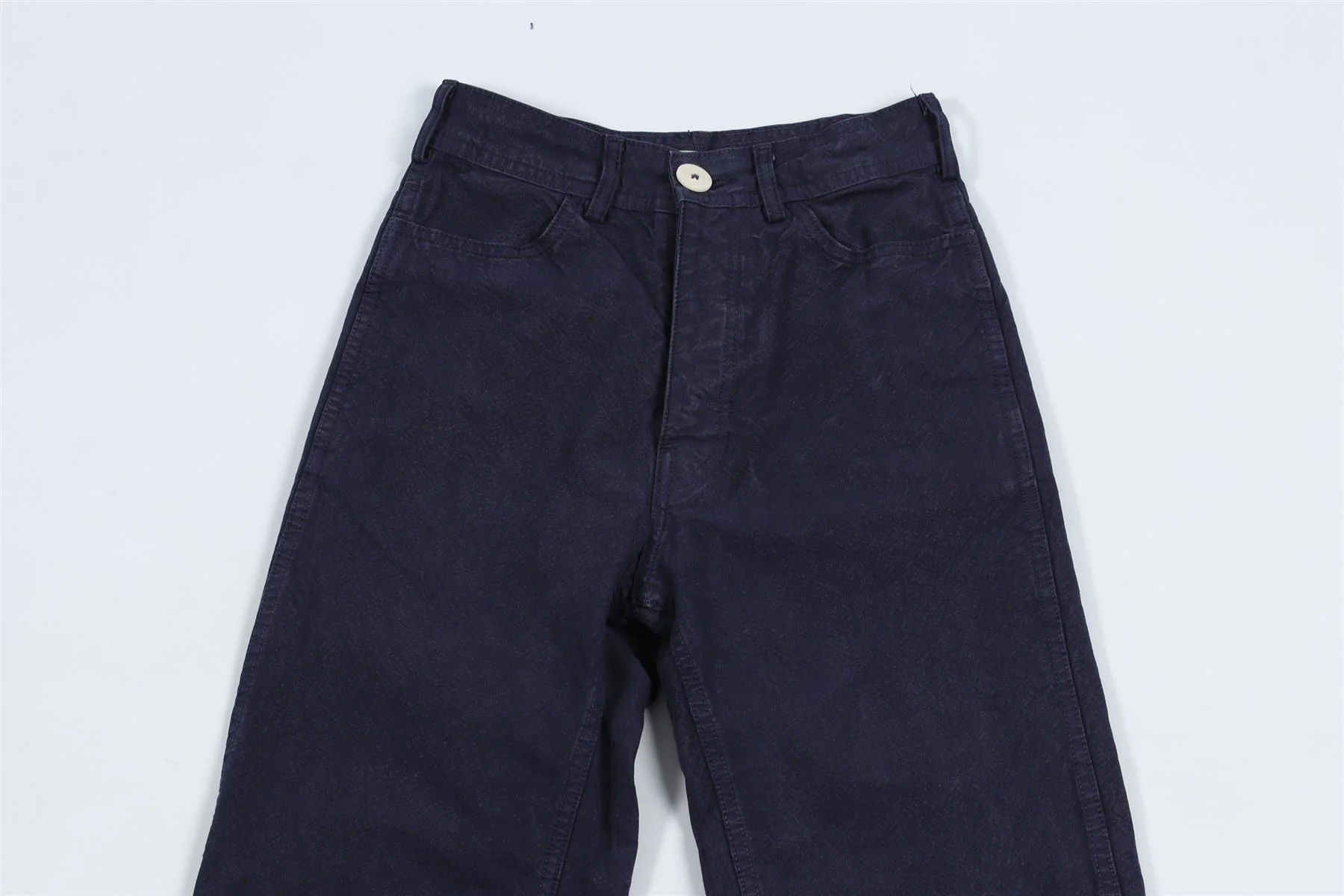 JESSE KAMM NAVY COTTON STRAIGHT LEG PANTS W26 UK 8 - Image 3
