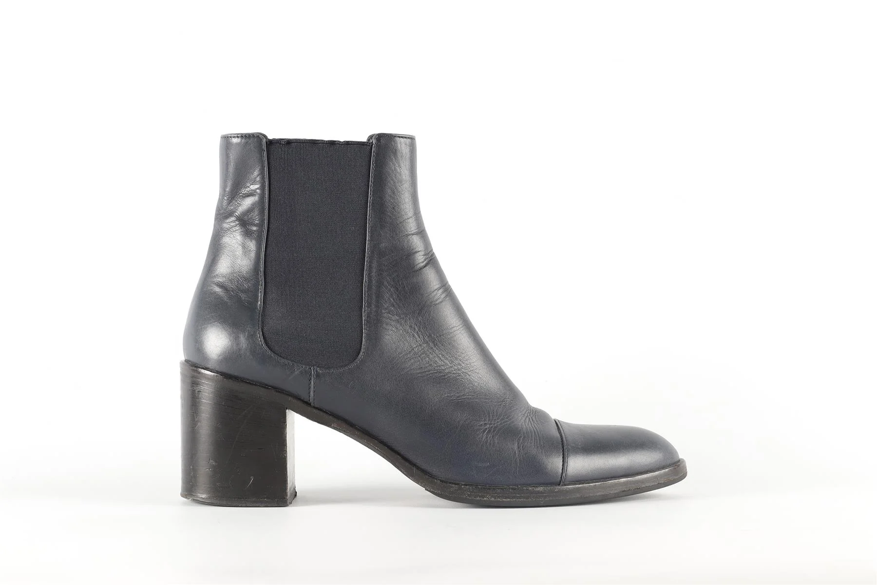 JIL SANDER NAVY LEATHER ANKLE BOOTS EU 40 UK 7 US 10 - Image 2