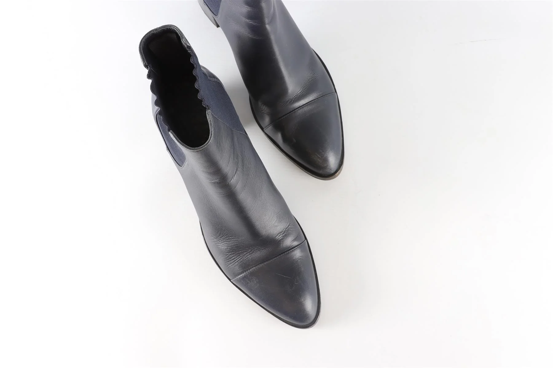 JIL SANDER NAVY LEATHER ANKLE BOOTS EU 40 UK 7 US 10 - Image 4
