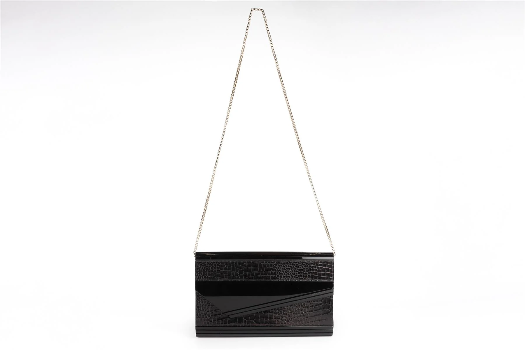 JIMMY CHOO BLACK CROC EFFECT LEATHER CLUTCH - Image 3
