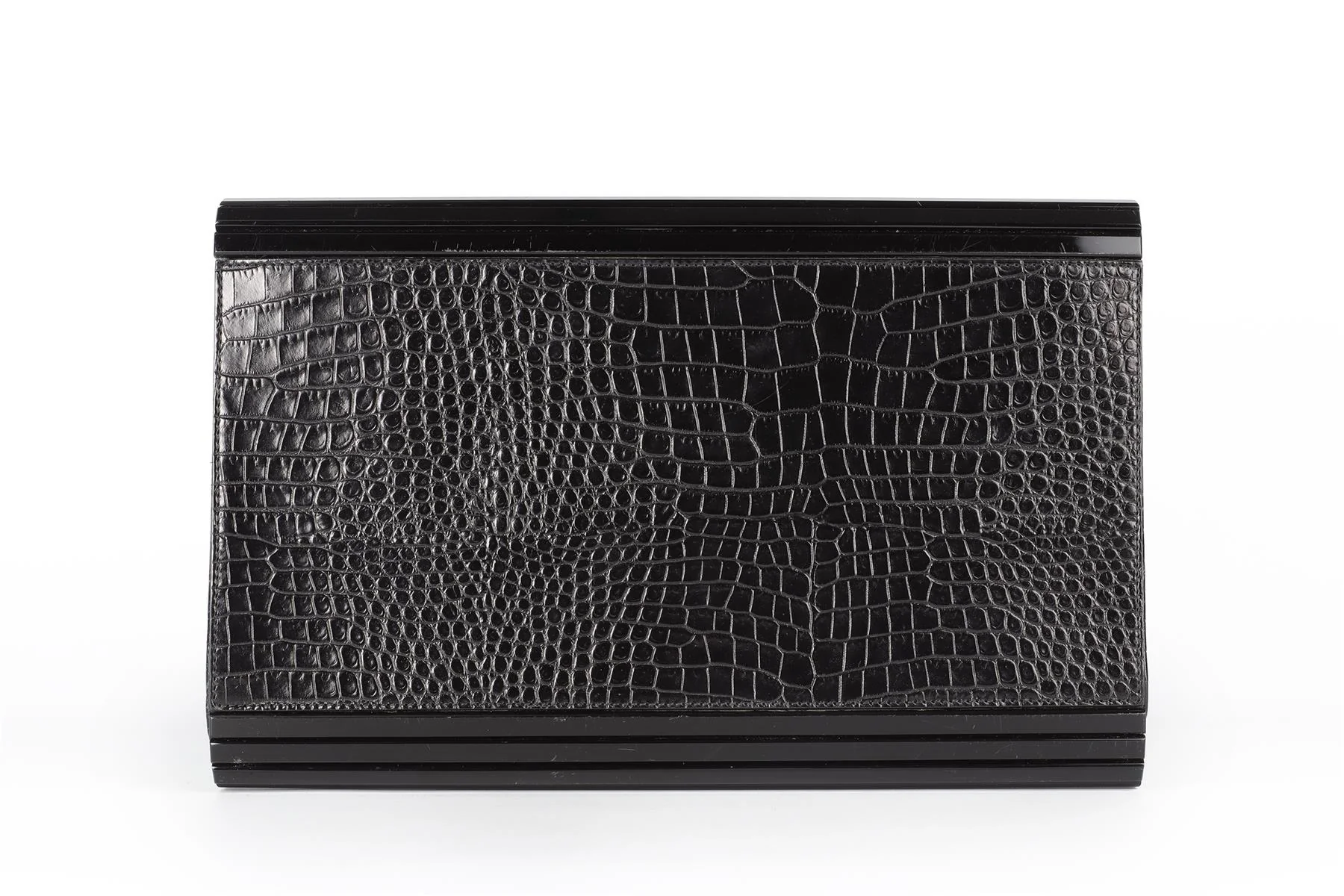 JIMMY CHOO BLACK CROC EFFECT LEATHER CLUTCH - Image 7