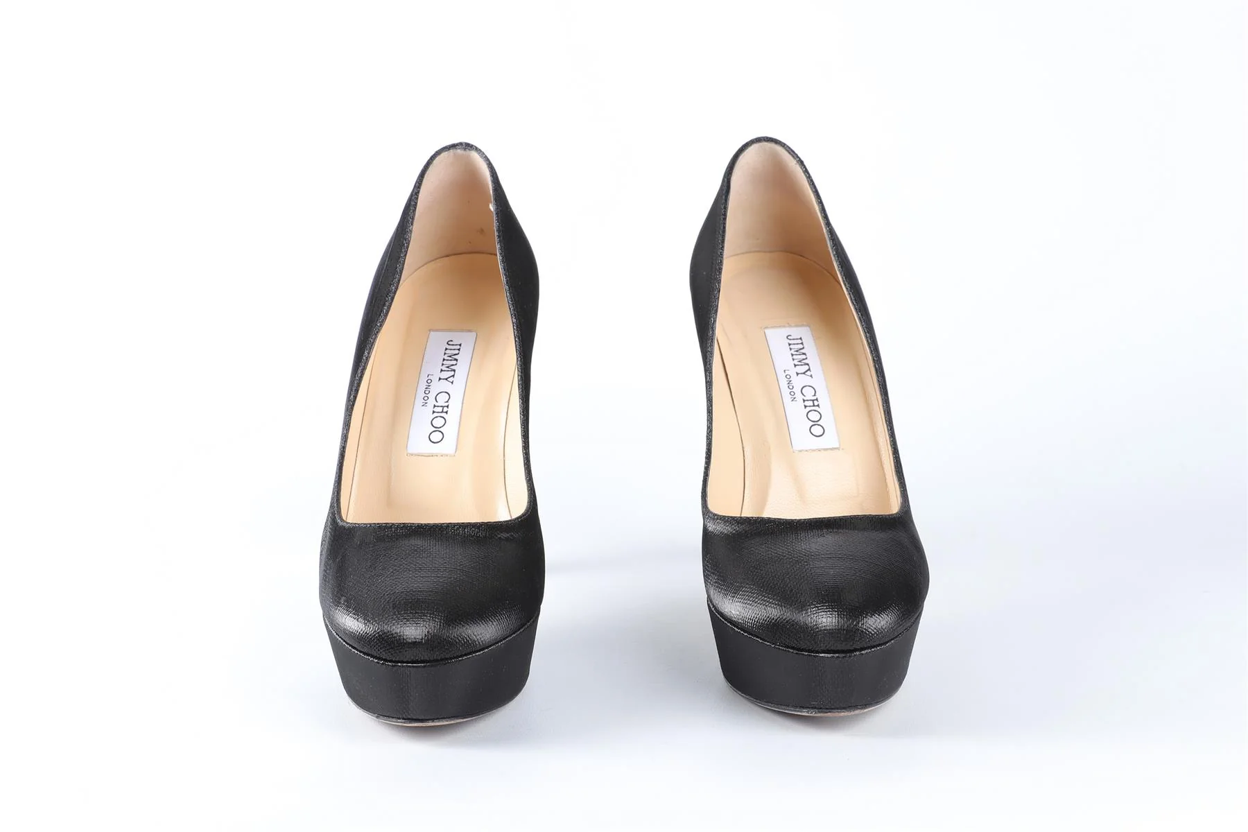 JIMMY CHOO BLACK FABRIC PLATFORM PUMPS EU 37 UK 4 US 7 - Image 3
