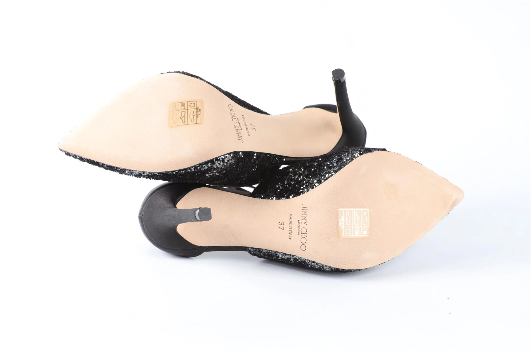 JIMMY CHOO BLACK GLITTER PUMPS EU 37 UK 4 US 7 - Image 6