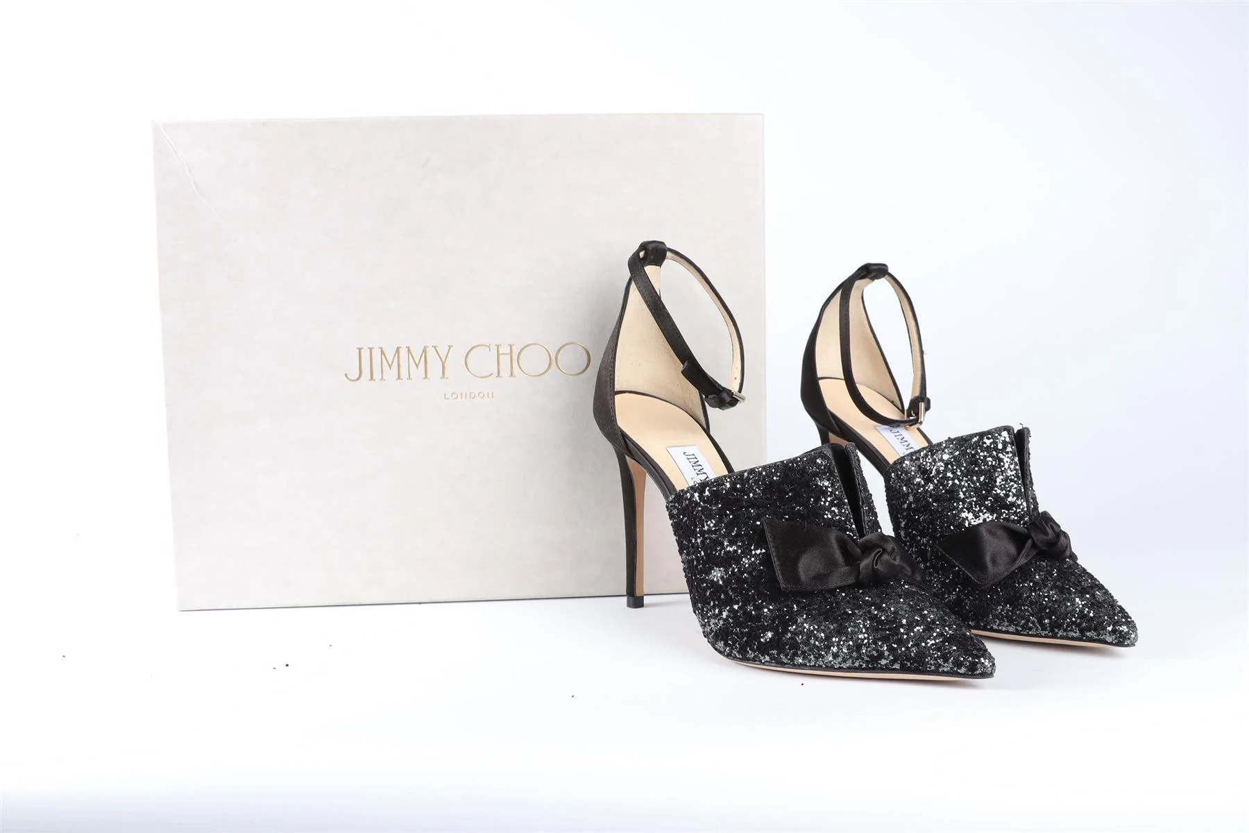 JIMMY CHOO BLACK GLITTER PUMPS EU 37 UK 4 US 7 - Image 7