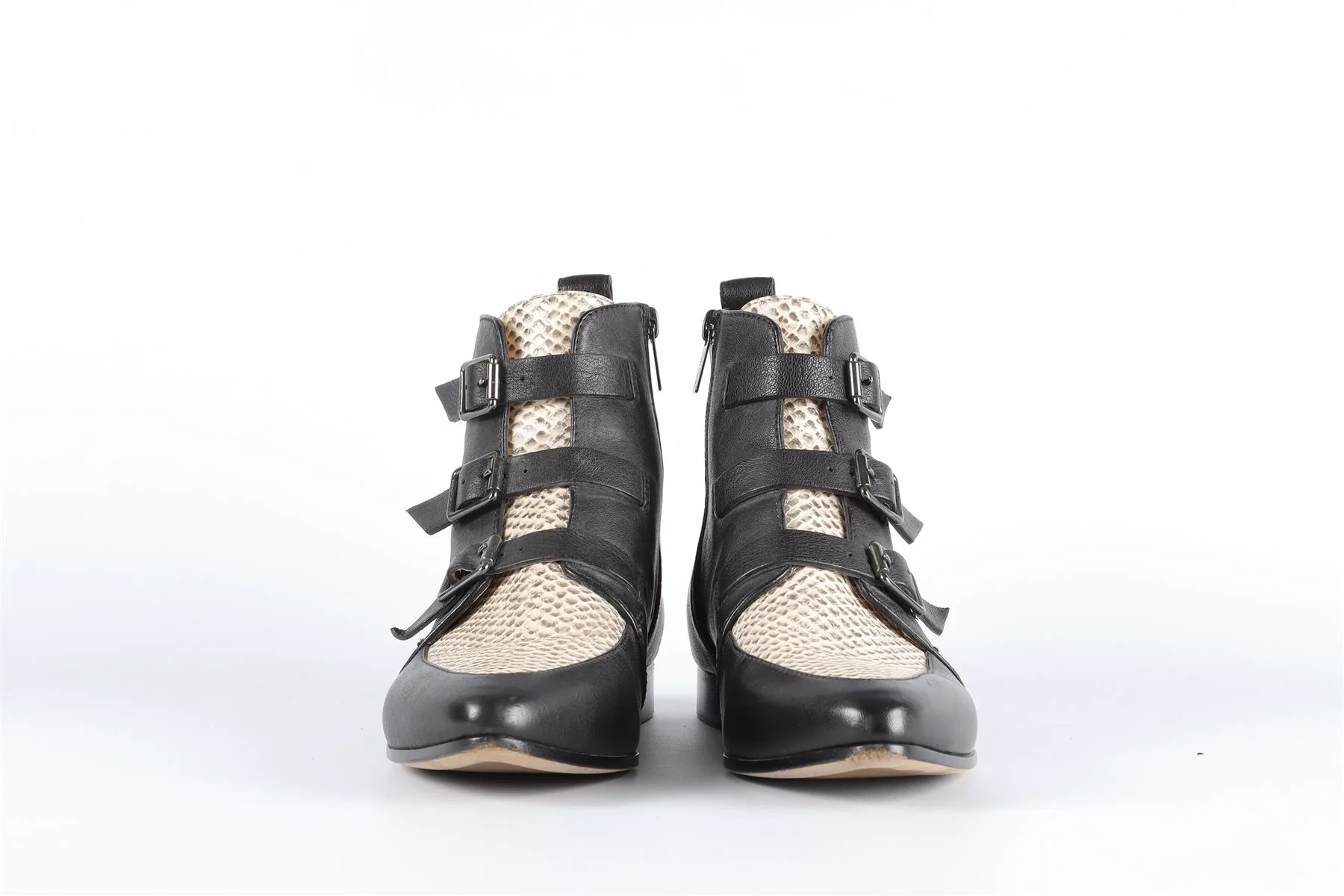 JIMMY CHOO BLACK LEATHER ANKLE BOOTS EU 38.5 UK 5.5 US 8.5 - Image 3