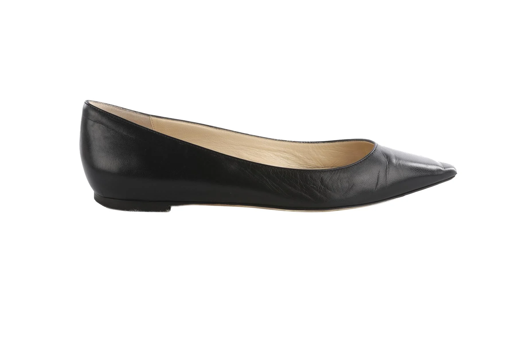 JIMMY CHOO BLACK LEATHER BALLET FLATS EU 38 UK 5 US 8 - Image 2