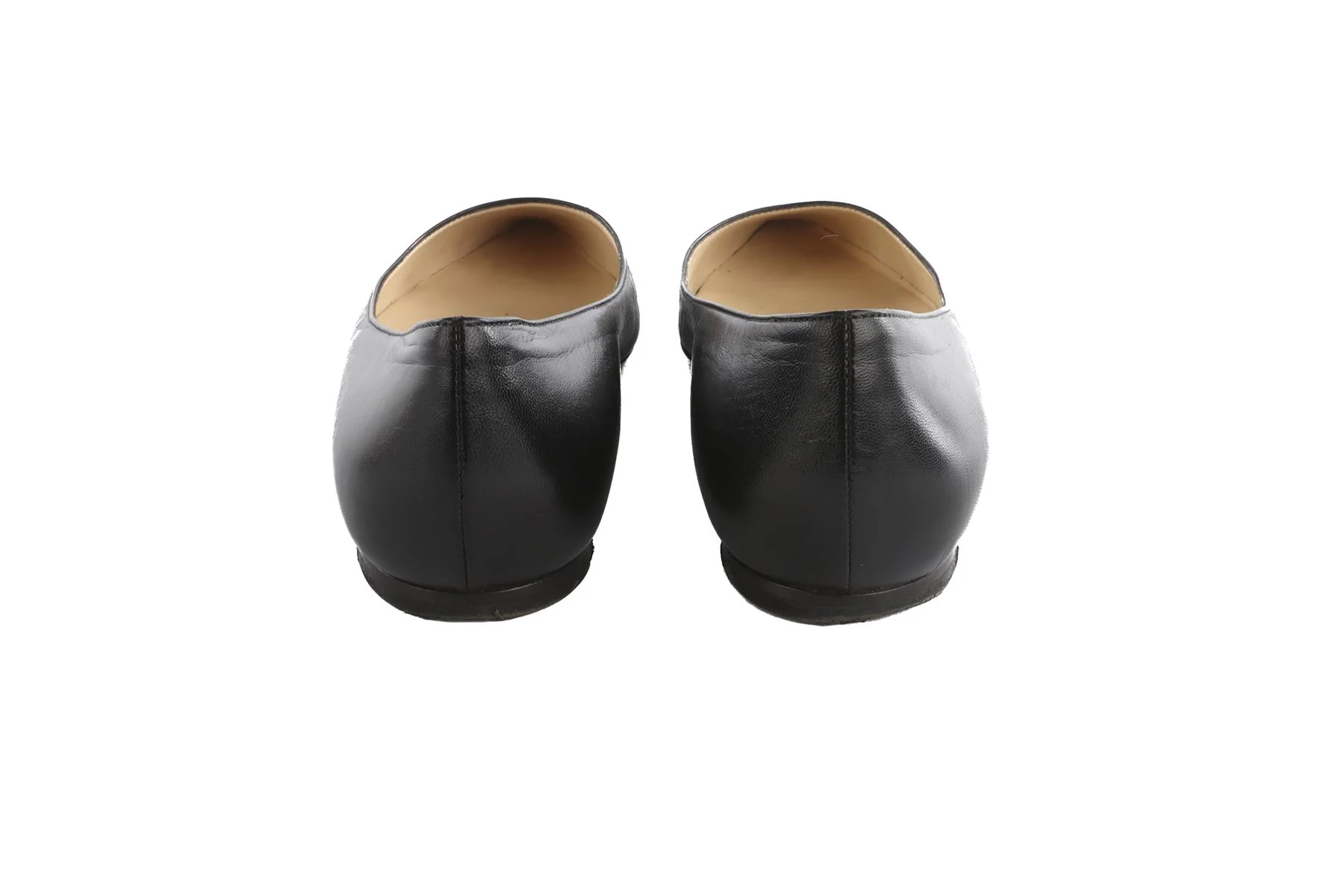 JIMMY CHOO BLACK LEATHER BALLET FLATS EU 38 UK 5 US 8 - Image 5