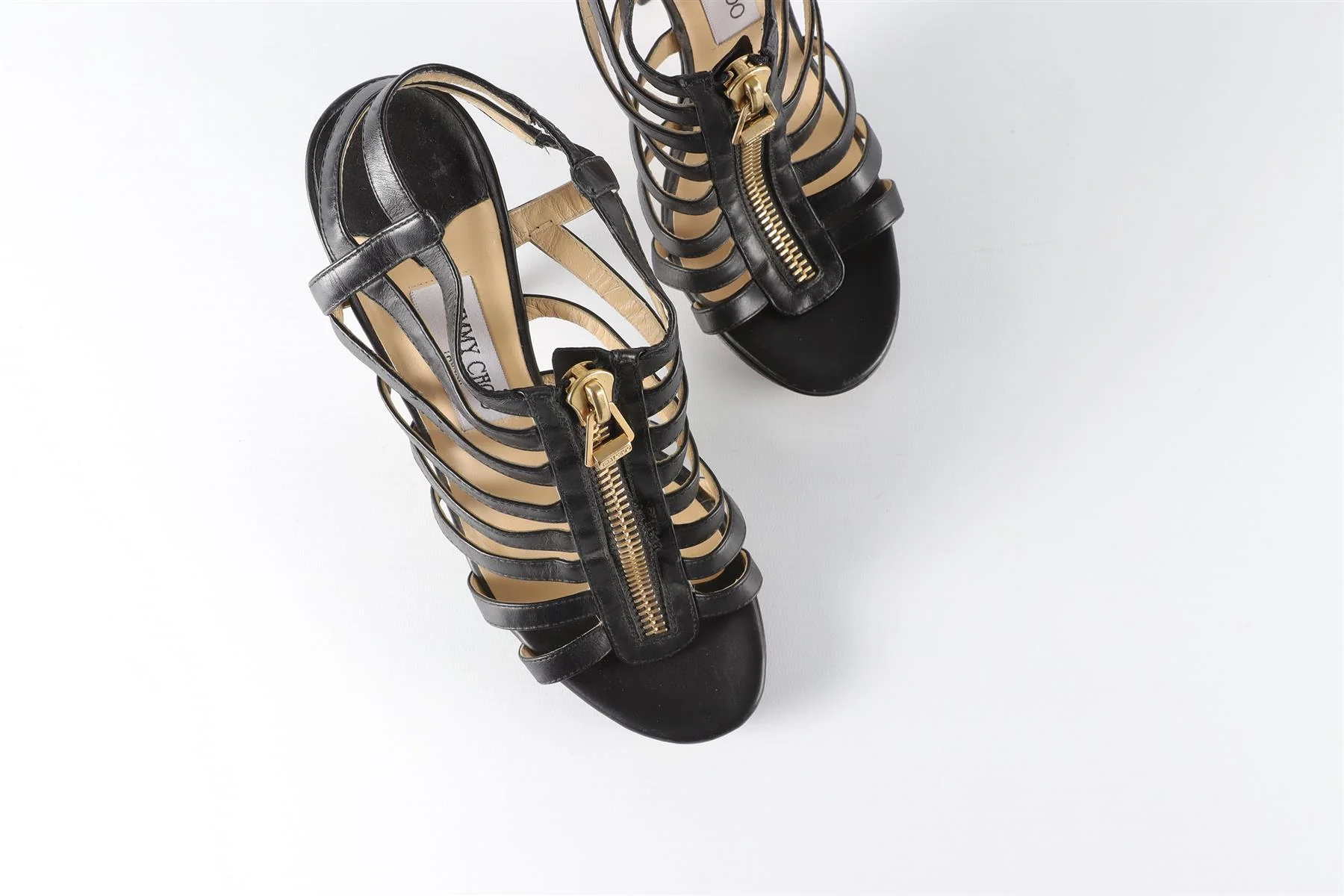 JIMMY CHOO BLACK LEATHER SANDALS EU 39 UK 6 US 9 - Image 4