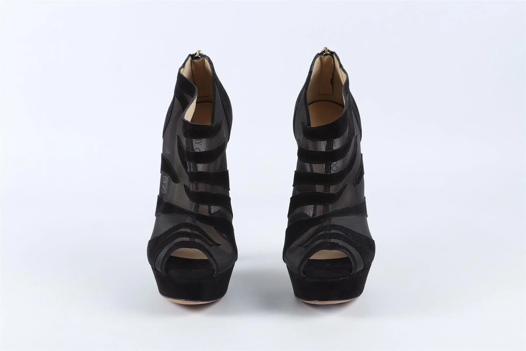 JIMMY CHOO BLACK MESH AND SUEDE ANKLE BOOTS EU 38 UK 5 US 8 - Image 3