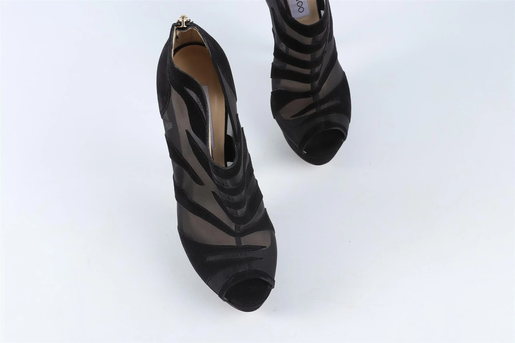JIMMY CHOO BLACK MESH AND SUEDE ANKLE BOOTS EU 38 UK 5 US 8 - Image 4