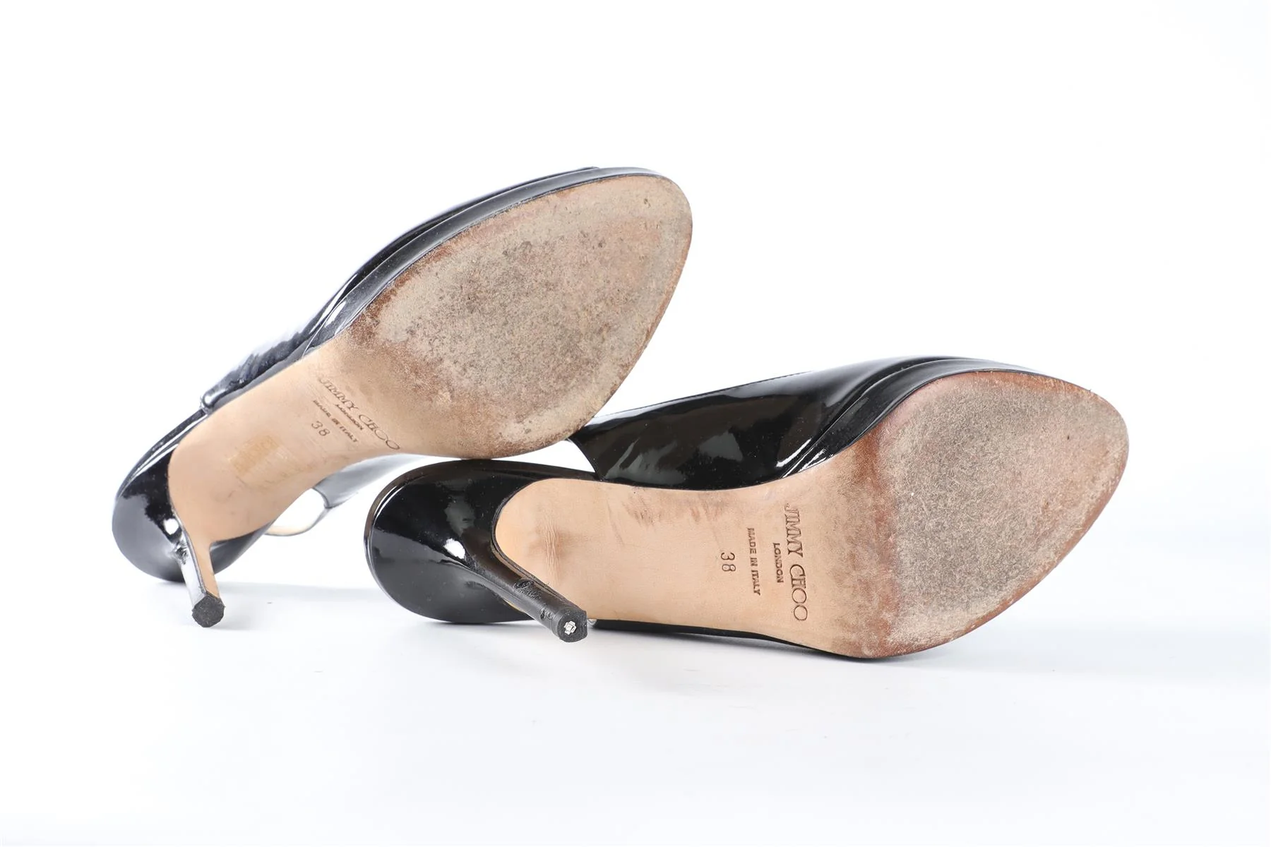JIMMY CHOO BLACK PATENT LEATHER SLINGBACK SANDALS EU 38 UK 5 US 8 - Image 6